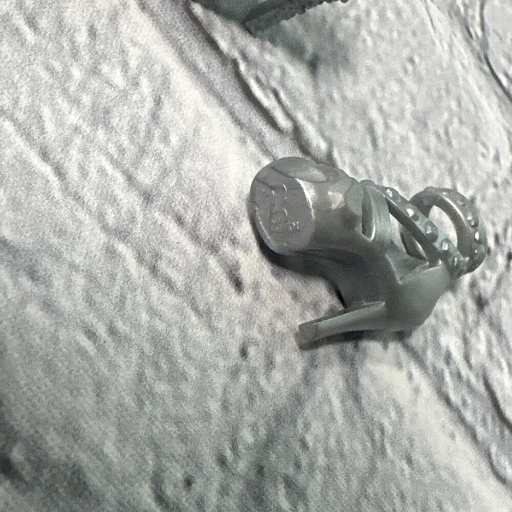 Barbie Doll Replacement ONLY 2 Mismatched Shoe Silver Pump High Heel Replacement